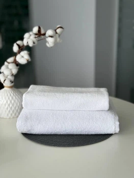 Коплект махровых полотенец Ideal Textile 50х90 та 70х140 см белые 550 г\м2
