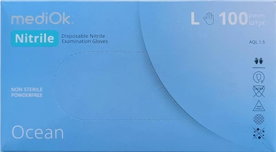 Рукавички нітрилові MediOk розмір L, 100 шт/уп. Ocean