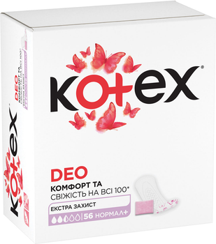 Ежедневные гигиенические прокладки Kotex Normal Plus Deo 56 шт (5029053548265) 
