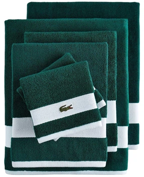 Набор 6 хлопковых полотенца Lacoste для ванной 132х76 х 2 шт + 76х40 х 2 шт + 33х33 х 2 шт Home Heritage Sport Stripe Logo (1159827821)