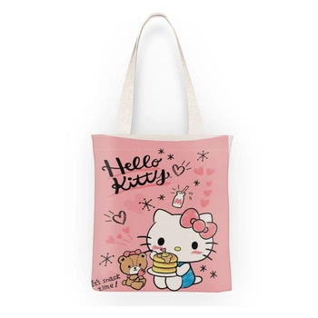 Тканевая сумка шопер Hello Kitty розового цвета 30*36 см (OK0092_1)