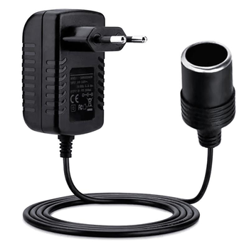 Переходник сетевой 220V на автомобильный прикуриватель 12V 2A (24W), адаптер EU с кабелем 1 м.