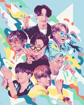 Картина по номерам 40х50 см K-Pop BTS (БТС) Оригами LW3288
