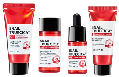 Zestaw do pielęgnacji twarzy Some By Mi Snail Truecica dla skóry problematycznej Żel do mycia twarzy 30 ml + Tonik 30ml + Serum 10 ml + Krem 20 g (8809647390534)