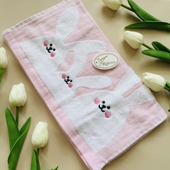 Полотенце кухонное (лен-махра)- Зайка, 35*70 см, цвет розовый, арт 017988, 1 шт