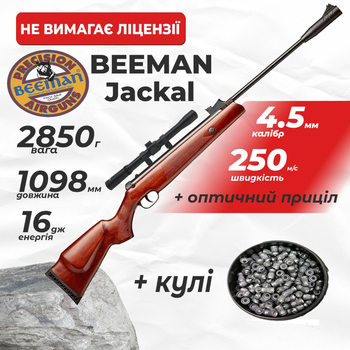 Пневматична гвинтівка Beeman Jackal 2066 з оптичним прицілом з кулями