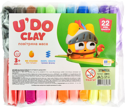 Набір для творчості Strateg UDO Clay Брикет 22 кольори по 6 г (4823113889869)