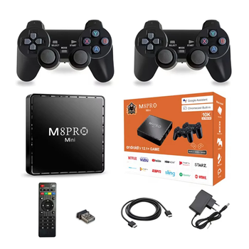 Игровая телевизионная приставка с 2 джойстиками, 16 Гб Wi-Fi 10000+ игр AndroidTV+Game Box M8PRO Mini Black