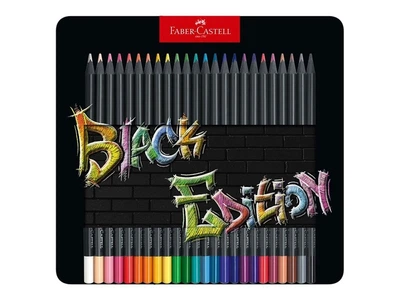 Цветные карандаши в наборе Faber-Castell металевий пенал Чорне Дерево 24 цвета (116425)