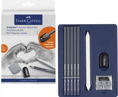 Угольные карандаши в наборе Faber-Castell, 8 предметов, GoldFaber, (114006)