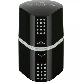 Точилка Faber-Castell, 3 отверстия, 2 контейнера, GRIP2001, Черная, (28166)