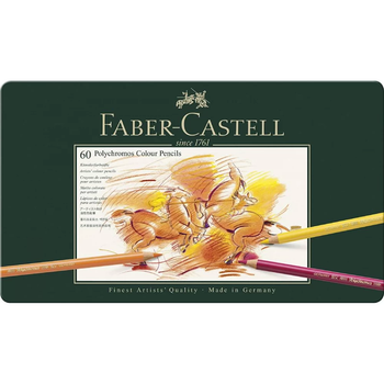 Цветные карандаши в наборе Faber-Castell, 60 цветов, Polychromos, металлический пенал, (110060)