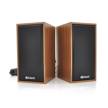 Колонки 2.0 Kisonli T-002A для ПК і ноутбука, USB + 3.5 mm, 2x3W, 20Hz- 20KHz, Brown, BOX, Q30