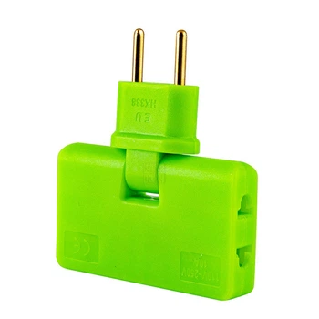 Трійник + перехідник 3 in 1, UK/US-EU, 220 В, 10 А, поворотний 180°, Green