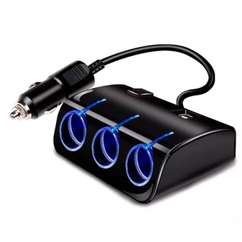 АЗП розгалужувач WEIFENG, 12V-3*12V+2*USB, Black, Blister