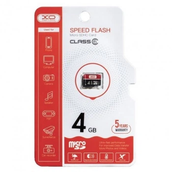 Карта памяти XO microSDHC 4GB Class 6 UHS-I для смартфонов фото и видеозаписей флешка (LO-TH_11C)