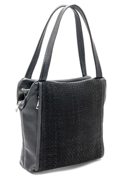 Сумка две ручки на плечо большая плетеная кожа черная ARTiS Bags 1735 703-5025