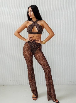 Комплект-сітка Dressfit жіночий MISTERY FLARE panther топ + штани (тільки сіточка) для танців M|L