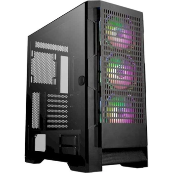 Корпус Frontier MALAVI, Black, без БЖ, Midi Tower, для E-ATX / ATX / MicroATX / Mini-ITX, 1xType-C / 2xUSB 3.0, макс. CPU - 175 мм / VGA - 385 мм, 3x120 мм АRGB, бічна панель із загартованого скла