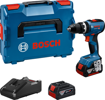 Акумуляторний безщітковий ударний дриль-шурупокрут Bosch GSB 18V-65 + 2 x акумуляторні батареї GBA 18V 5.0 Ah + Швидкозарядний пристрій GAL 18V-40 Professional + L-BOXX 136N (06019N3303)