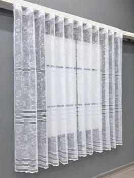 Тюль жаккард VR-Textil № 1602т Арка на кухню цвет белый 200х160 см (53-0182)