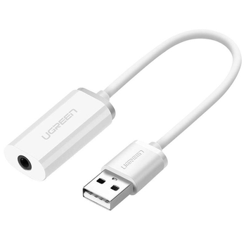 Звуковая карта Ugreen US206 USB to AUX 3.5mm TRRS Mic & Ear ALC4042 White (30712)