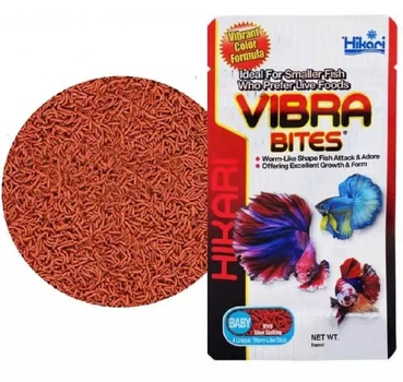 Корм для рыб HIKARI TROPICAL VIBRA BITES BABY (черви 3.5-4мм) имитация мотыля, для цвета рыбок - 5г