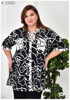 Легка жіноча сорочка великого розміру UF-fashion МА-23502 56-58 чорний
