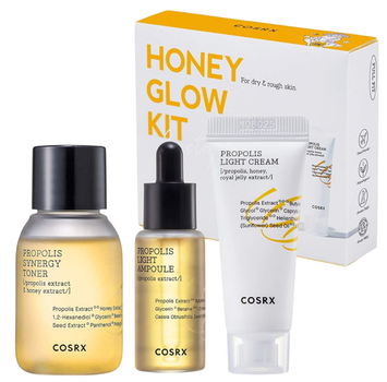 Набір для догляду за обличчям Cosrx Honey Glow Kit Propolis Trial Kit Тонік для обличчя 30 мл + Сироватка для обличчя 10 мл +  Крем для обличчя 15 мл (8809598452183)