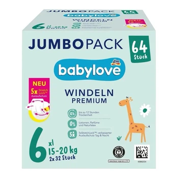Преміум підгузники babylove 6 XXL 15-20 kg 64 шт