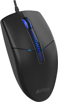 Компьютерная мышь A4tech N-530, USB, оптическая, синяя подсветка, 1200 dpi, 3 кнопки, 1.5 м Black