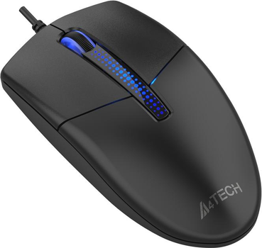 Компьютерная мышь A4tech N-530S, USB, оптическая, бесшумная, синяя подсветка, 1200 dpi, 3 кнопки, 1.5 м Black