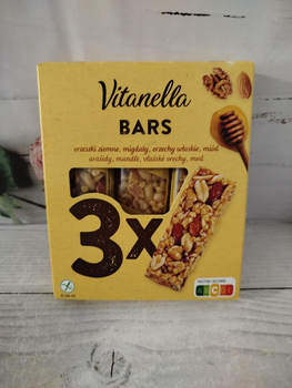 Батончики горіхові з медом VITANELLA в упаковці 3 шт 105 г
