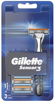 Станок для гоління чоловічий (Бритва) Gillette Sensor Excel 3 + 3 змінних касети