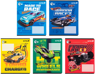 Набір шкільних зошитів Kite Hot Wheels 12 аркушів у клітинку 25 шт (HW25-232-1)