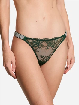 Трусики стрінги жіночі Victoria's Secret Logo Lace 26937418 L Зелені (2163389432528)