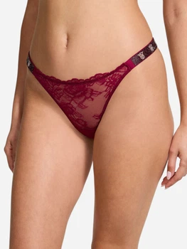 Трусики стрінги жіночі Victoria's Secret Very Sexy Shine Strap Rose Lace Thong Panty 26905016 XS Бордові (2163389432597)