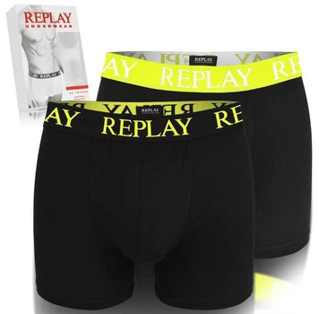 Чоловічі анатомічні труси боксери Replay (2 шт), розмір M, колір чорний/жовтий.
