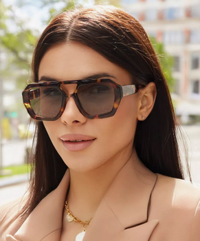 Очки солнцезащитные Fashion леопардовые женские квадратные (SVS)