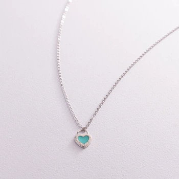 Серебряное колье "Сердечко" с эмалью 181192 Онікс 47