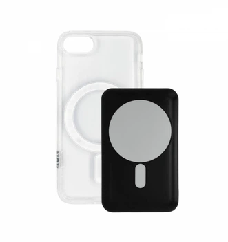 Чехол с беспроводной батареей XON 10000 mah для iPhone 8/SE (2020) BatteryCase Прозрачный / Черный (944103135)