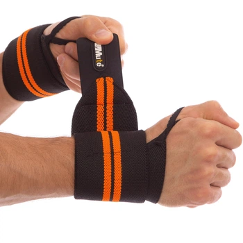 Бинты кистевые для жима и тяги Mute Wrist Wraps 9097 2шт в комплекте Black-Orange