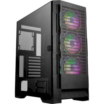 Корпус Frontier MALAVI, Black, без БЖ, Midi Tower, для E-ATX / ATX / MicroATX / Mini-ITX, 1xType-C / 2xUSB 3.0, макс. CPU - 175 мм / VGA - 385 мм, 3x120 мм АRGB, бічна панель із загартованого скла