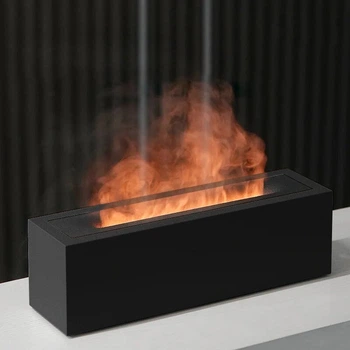 Увлажнитель воздуха, портативный аромадифузор с имитацией огня Kinscoter H3 Nordic Style Flame 200 мл, Black