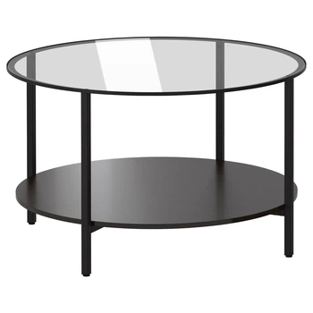 Журнальный столик VITTSJO 75 см IKEA 802.133.09 черный/коричневый