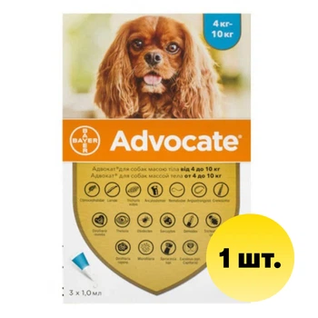 Краплі на холку для собак 4-10 кг Elanco (Bayer) Advocate (1 шт по 1 мл)