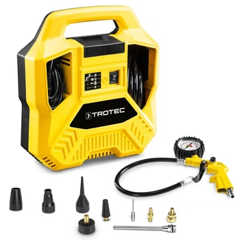 Компрессор Trotec PCPS 10-1100 с манометром, шлангом и набором адаптеров для накачивания шин и мячей