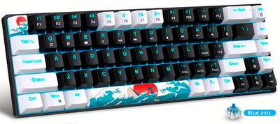 Клавиатура механическая HXSJ Wave / MX Blue / Type-C / 60%