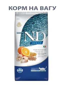 Сухий корм Farmina N&D Low Grain Ocean Ancestral Cod & Orange для котів з тріскою та апельсином 1кг (на вагу)