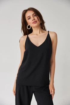 Майка на тонких бретелях з американського крепу Wear me S Чорний (12_24_47_5185)